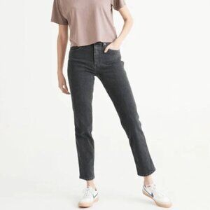 DU/ER 28X 29 High Rise Straight Women’s Jeans  Faded Black Button Fly